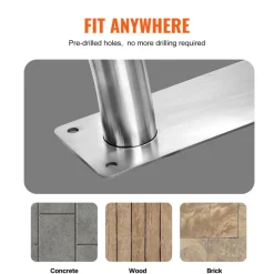 VEVOR Pool Handrail, 32 x 23 inch Pool Railing, Stainless Steel with Base Plate for Indoor/Outdoor Pools,Swimming Pool Safety Railing for Decks,Rust-Proof Grab Bar w/ Grip Cover&Accessories for Spas