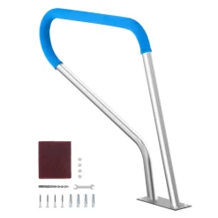 VEVOR Pool Handrail, 39 x 32 inch Pool Railing, Stainless Steel with Base Plate for Indoor/Outdoor Pools,Swimming Pool Safety Railing for Decks,Rust-Proof Grab Bar w/ Grip Cover&Accessories for Spas