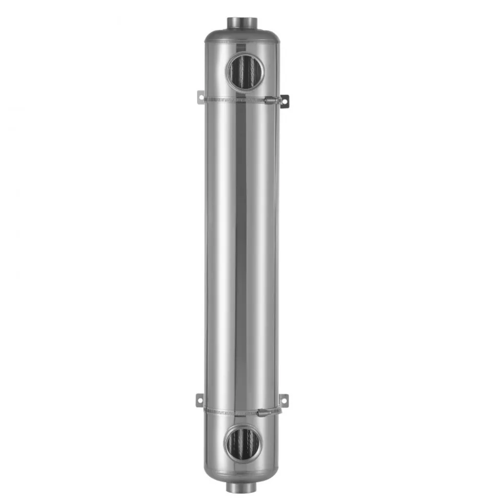 VEVOR Pool Heat Exchanger, 360K BTU Swimming Pool Heater Exchanger, 316L Stainless Steel Construction, High Efficiency Water to Water Transfer Heating System for Spa, Hot Tub, Indoor/Outdoor, Silver
