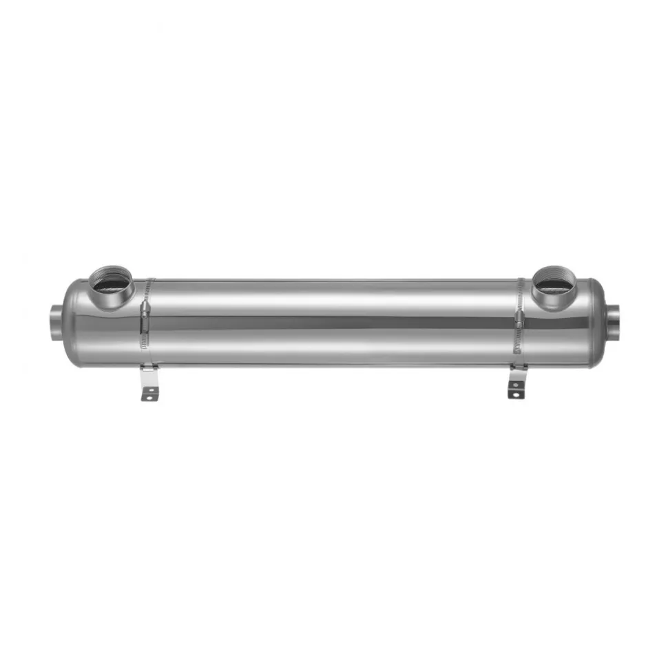 VEVOR Pool Heat Exchanger, 360K BTU Swimming Pool Heater Exchanger, 316L Stainless Steel Construction, High Efficiency Water to Water Transfer Heating System for Spa, Hot Tub, Indoor/Outdoor, Silver