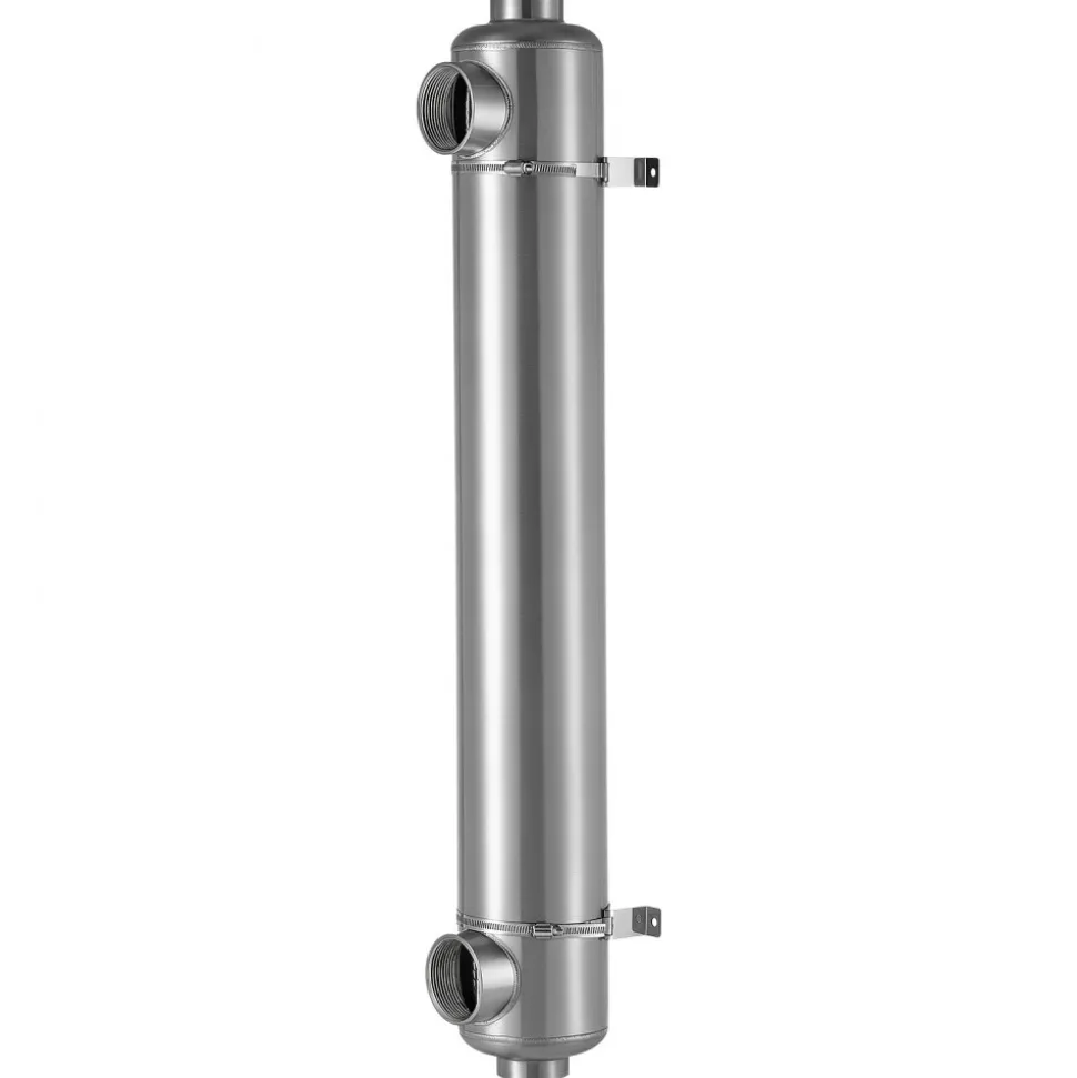 VEVOR Pool Heat Exchanger, 600K BTU Swimming Pool Heater Exchanger, 316L Stainless Steel Construction, High Efficiency Water to Water Transfer Heating System for Spa, Hot Tub, Indoor/Outdoor, Silver