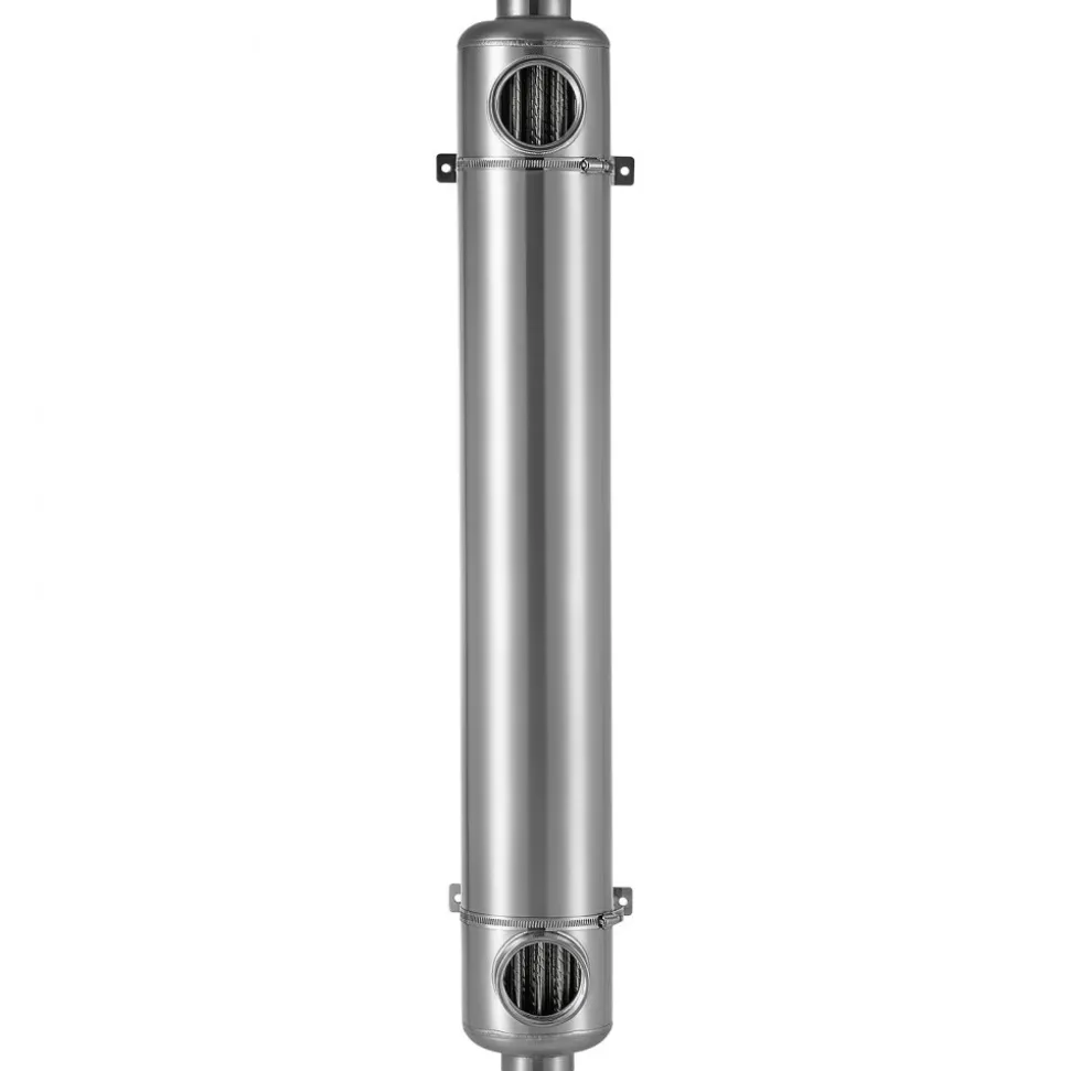 VEVOR Pool Heat Exchanger, 600K BTU Swimming Pool Heater Exchanger, 316L Stainless Steel Construction, High Efficiency Water to Water Transfer Heating System for Spa, Hot Tub, Indoor/Outdoor, Silver