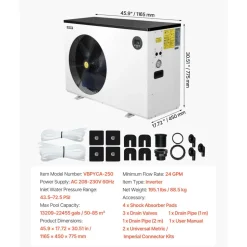 VEVOR Pool Heat Pump Max 93390 BTU, Electric Pool Heater for Above & In-Ground Up to 22455 Gallons, All-DC Inverter Technology, WiFi & App Remote Control, Multiple Protection for Swimming Parties