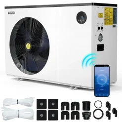 VEVOR Pool Heat Pump Max 93390 BTU, Electric Pool Heater for Above & In-Ground Up to 22455 Gallons, All-DC Inverter Technology, WiFi & App Remote Control, Multiple Protection for Swimming Parties