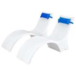 VEVOR Pool Lounge Chairs, Set of 2 Chaise Lounger with Headrest, Water Weighted In-Pool Lounger Chairs for up to 15