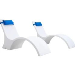 VEVOR Pool Lounge Chairs, Set of 2 Chaise Lounger with Headrest, Water Weighted In-Pool Lounger Chairs for up to 15