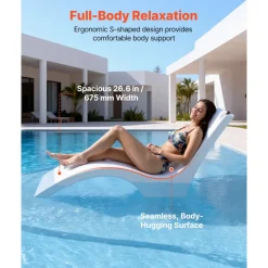 VEVOR Pool Lounge Chairs, Set of 2 Chaise Lounger, Water Weighted In-Pool Lounger Chairs for up to 9