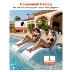VEVOR Pool Lounge Chairs, Set of 2 Chaise Lounger, Water Weighted In-Pool Lounger Chairs for up to 9
