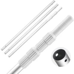 VEVOR Pool Pole, 3.4 to 15 Ft Telescoping Swimming Pool Cleaning Poles, Professional Adjustable Telescopic Pole with 2 Extension Poles, Heavy Duty Cleaner Stick for Skimmer Net, Brush, Vacuum Head