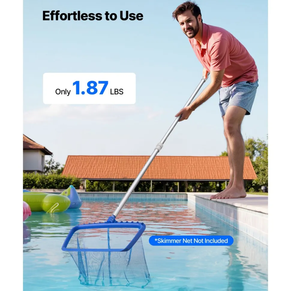 VEVOR Pool Pole, 3.4 to 12 Ft Telescoping Swimming Pool Cleaning Poles, Professional Adjustable Telescopic Pole with Extension Pole, Heavy Duty Cleaner Stick for Skimmer Net, Rake, Brush, Vacuum Head