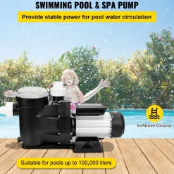 VEVOR Pool Pump 2.5HP, Above Ground Swimming Pool Pump with Filtration Basket, 8880 GPH Efficient Single Speed Water Circulation Pump for Pools, Spa, Meets Standard Requirements