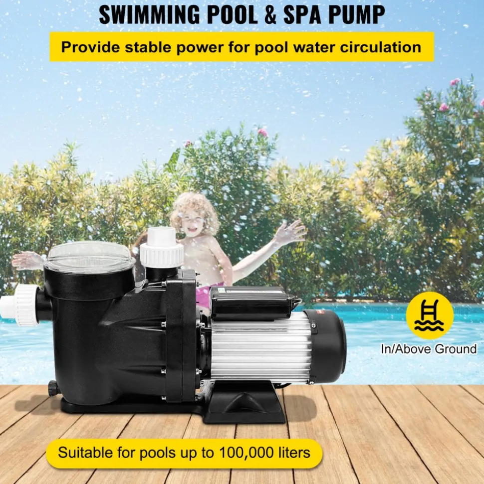 VEVOR Pool Pump 2.5HP, Above Ground Swimming Pool Pump with Filtration Basket, 8880 GPH Efficient Single Speed Water Circulation Pump for Pools, Spa, Meets Standard Requirements