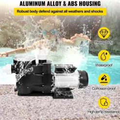VEVOR Pool Pump 2.5HP, Above Ground Swimming Pool Pump with Filtration Basket, 8880 GPH Efficient Single Speed Water Circulation Pump for Pools, Spa, Meets Standard Requirements