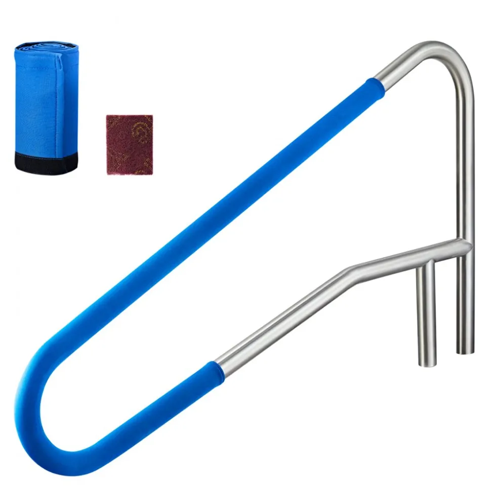 VEVOR Pool Rail, 54 x 32 inch Pool Handrail, 220 lbs Load Capacity Heavy Duty 304 Stainless Steel Swimming Handrail, Detachable Nonslip Sleeve, Recessed or Base Mount, for Poolside, Water Parks