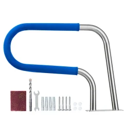 VEVOR Pool Rail, 31 x 22 inch Pool Handrail, 220 lbs Load Capacity Heavy Duty 304 Stainless Steel Swimming Handrail, Detachable Nonslip Sleeve, Rich Accessories, for Poolside, Water Parks, Spa Centers
