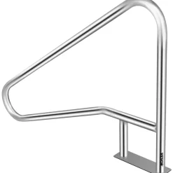 VEVOR Pool Rail 55x32 Pool Railing 304 Stainless Steel 250LBS Load Capacity Silver Rustproof Pool Handrail Humanized Swimming Pool Handrail with Blue Grip Cover & M8 Drill Bit & Self-Taping Screws