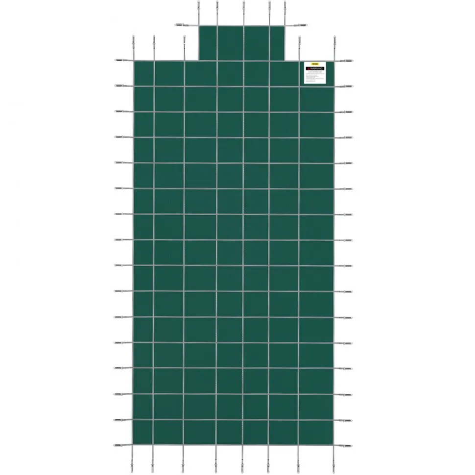 VEVOR Pool Safety Cover Fits 20x40ft Rectangle Inground Pools, Safety Pool Cover with 4x10ft Center End Step, Mesh Solid Pool Cover with Drainage Holes for Swimming Pool, Winter Safety Cover, Green