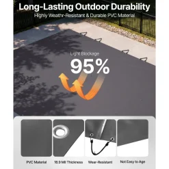 VEVOR Pool Safety Cover Fits 10.5x18.6ft Rectangle Inground Pools, Safety Pool Cover with Drainage Holes, Mesh Pool Cover for Swimming Pool, PVC Winter Safety Cover, Dark Grey
