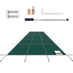 VEVOR Pool Safety Cover Fits 20x40ft Rectangle Inground Pools, Safety Pool Cover with Drainage Holes, Mesh Solid Pool Cover for Swimming Pool, Winter Safety Cover, Green