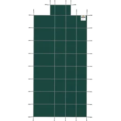 VEVOR Pool Safety Cover Fits 16x32ft Rectangle Inground Pools, Safety Pool Cover with 4x10ft Center End Step, Mesh Solid Pool Cover with Drainage Holes for Swimming Pool, Winter Safety Cover, Green