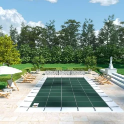 VEVOR Pool Safety Cover Fits 18x36ft Rectangle Inground Pools, Safety Pool Cover with Drainage Holes, Mesh Solid Pool Cover for Swimming Pool, Winter Safety Cover, Green