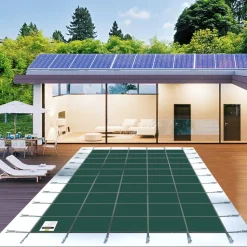 VEVOR Pool Safety Cover Fits 14x26ft Rectangle Inground Pools, Safety Pool Cover with Drainage Holes, Mesh Solid Pool Cover for Swimming Pool, Winter Safety Cover, Green