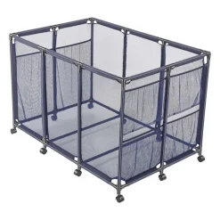 VEVOR Pool Storage Bin, 48.8 x 32.7 x 32.7 in, Rolling Pool Float Storage Organizer with Side Pockets & Casters, Heavy Duty Metal Frame, Poolside Toys Noodles Holder Mesh Basket for Swimming Pools