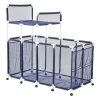 VEVOR Pool Storage Bin, 36.8 x 24 x 35.6 in, Rolling Pool Float Storage Organizer with Side Pockets & Casters, Heavy Duty Metal Frame, Poolside Toys Noodles Holder Mesh Basket for Swimming Pools