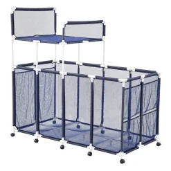 VEVOR Pool Storage Bin, 36.8 x 24 x 35.6 in, Rolling Pool Float Storage Organizer with Side Pockets & Casters, Heavy Duty Metal Frame, Poolside Toys Noodles Holder Mesh Basket for Swimming Pools