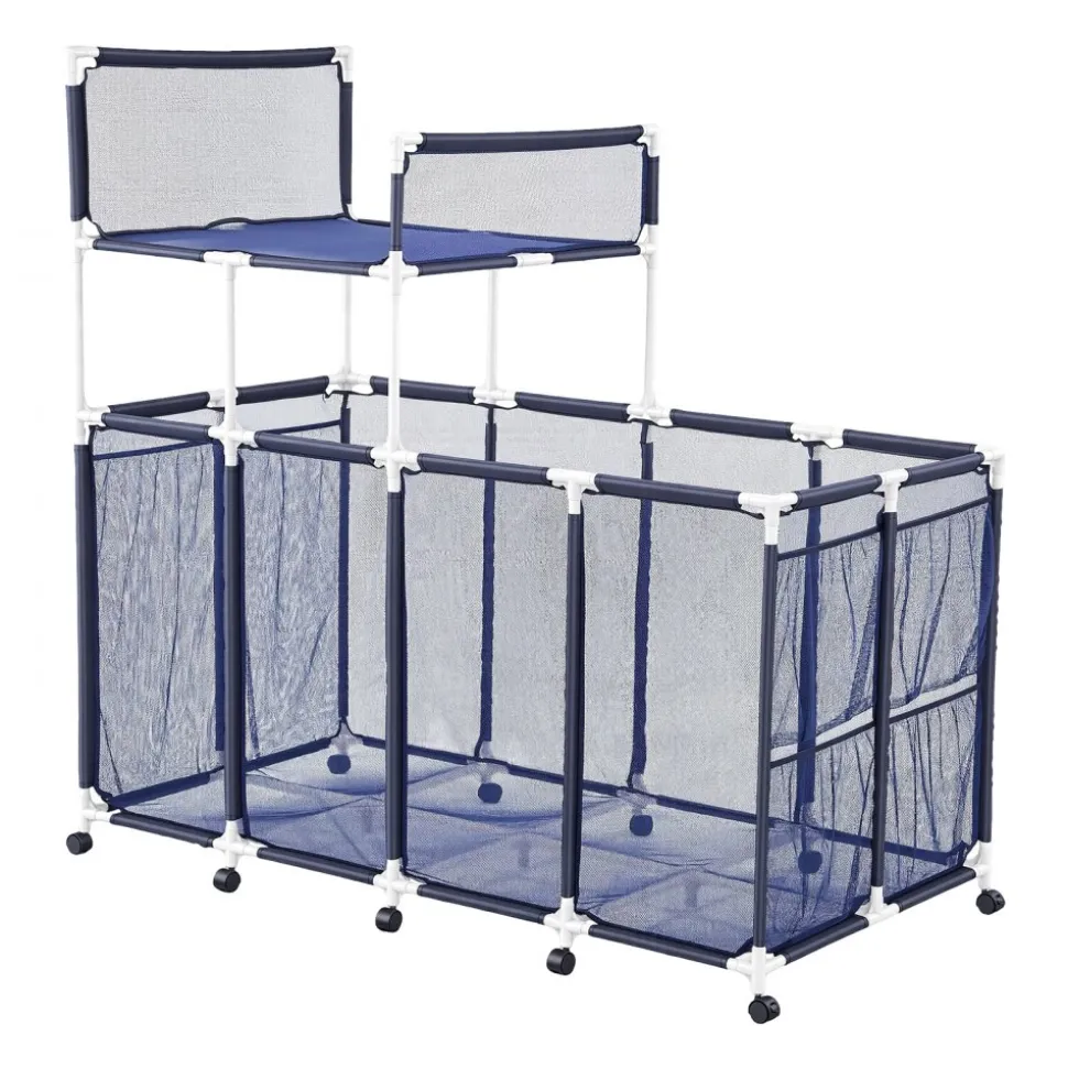 VEVOR Pool Storage Bin, 36.8 x 24 x 35.6 in, Rolling Pool Float Storage Organizer with Side Pockets & Casters, Heavy Duty Metal Frame, Poolside Toys Noodles Holder Mesh Basket for Swimming Pools