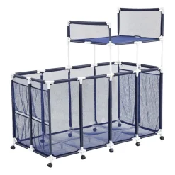 VEVOR Pool Storage Bin, 36.8 x 24 x 35.6 in, Rolling Pool Float Storage Organizer with Side Pockets & Casters, Heavy Duty Metal Frame, Poolside Toys Noodles Holder Mesh Basket for Swimming Pools