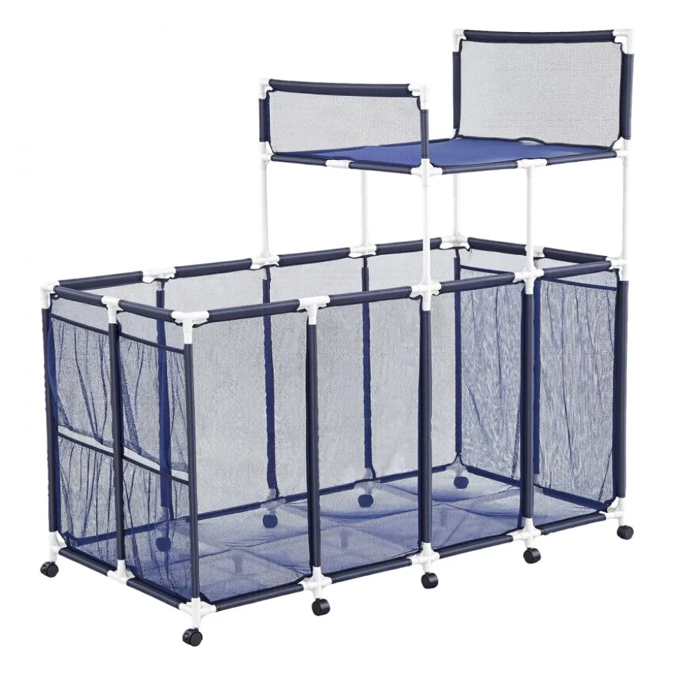 VEVOR Pool Storage Bin, 36.8 x 24 x 35.6 in, Rolling Pool Float Storage Organizer with Side Pockets & Casters, Heavy Duty Metal Frame, Poolside Toys Noodles Holder Mesh Basket for Swimming Pools