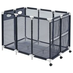VEVOR Pool Storage Bin, 103 x 32 x 35 in, Rolling Pool Float Storage Organizer with Side Pockets & Noodles Holder, Durable Metal Frame, Poolside Toys Breathable Mesh Basket for Swimming Pools