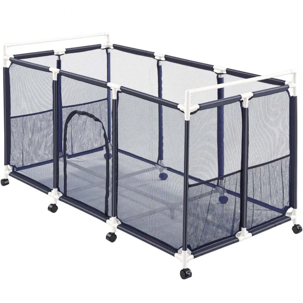 VEVOR Pool Storage Bin, 62.6 x 32 x 36 in, Rolling Pool Float Storage Organizer with Side Pockets & Casters, Durable Plastic Frame, Poolside Toys Noodles Holder Mesh Basket for Swimming Pools