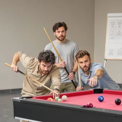 VEVOR Pool Table, 6 ft Portable Billiards Tables, Adjustable Feet Stable Game Table, Entertainment Set Includes Ball, Cue, Rack, Chalk and Brush, Black with Red Cloth, for Family Use, Recreation Room
