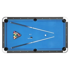 VEVOR Pool Table, 7 ft Portable Billiards Tables, Adjustable Feet Stable Game Table, Entertainment Set Includes Ball, Cue, Rack, Chalk and Brush, Black with Bule Cloth, for Family Use, Recreation Room