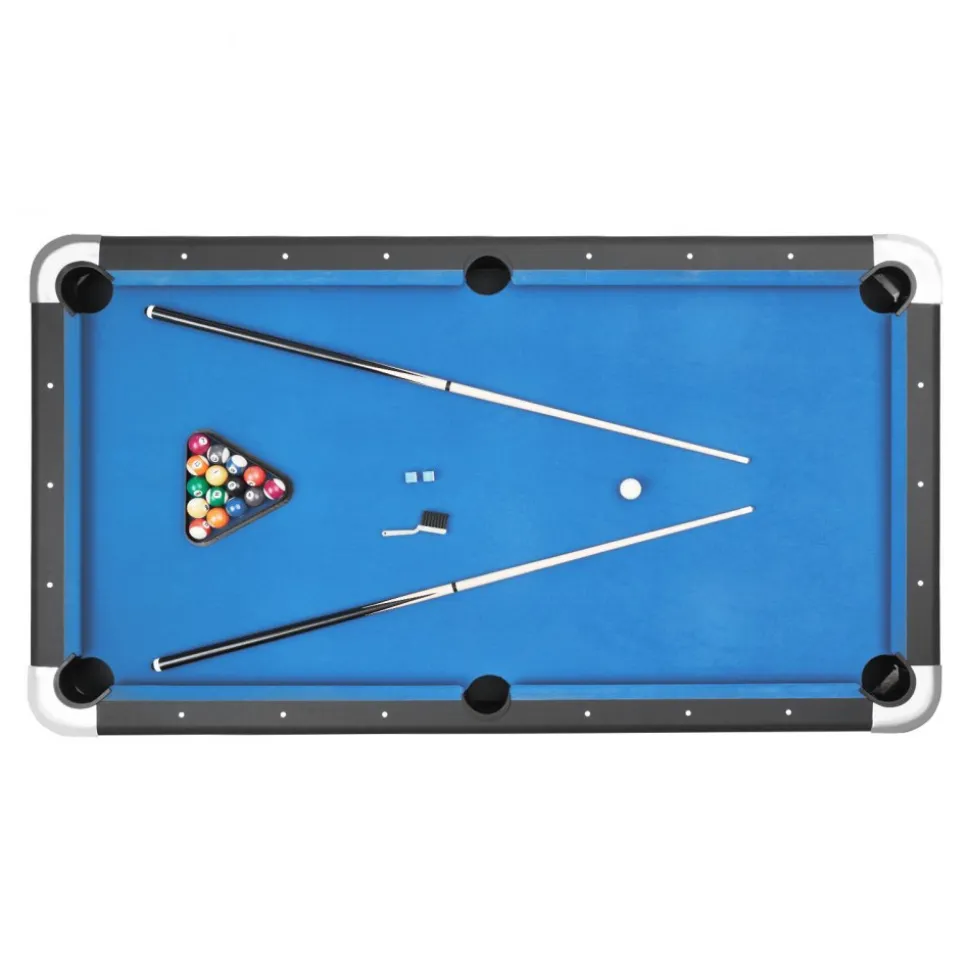 VEVOR Pool Table, 7 ft Portable Billiards Tables, Adjustable Feet Stable Game Table, Entertainment Set Includes Ball, Cue, Rack, Chalk and Brush, Black with Bule Cloth, for Family Use, Recreation Room