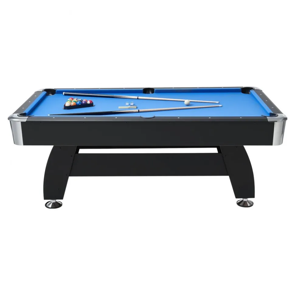 VEVOR Pool Table, 7 ft Portable Billiards Tables, Adjustable Feet Stable Game Table, Entertainment Set Includes Ball, Cue, Rack, Chalk and Brush, Black with Bule Cloth, for Family Use, Recreation Room