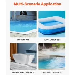 VEVOR Pool Vacuum, 26 GPM Handheld Cordless Hot Tub Vacuum with Extension Pole, for Deep Cleaning & Strong Suction, Rechargeable Pool Cleaner, Running up to 1Hour, for Above Ground/Inground Pool Spas