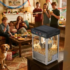 VEVOR Popcorn Machine, 8oz Stainless Steel Kettle, 800W Commercial Countertop Popcorn Maker, 48 Cups per Batch Theater Style Popper, with 2-Button Control Glass Wall PC Door 1 Scoop 3 Spoons, Black