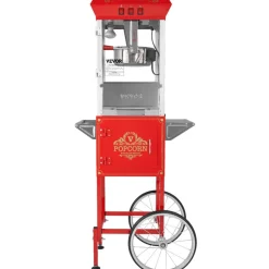 VEVOR Popcorn Maker with Cart, 850W Popcorn Popper Machine, 8 Oz Kettle Makes 48 Cups per Batch, Popcorn Maker Equipped with Tempered Glass, Includes 4 Scoops, Movie Theater Style, Red