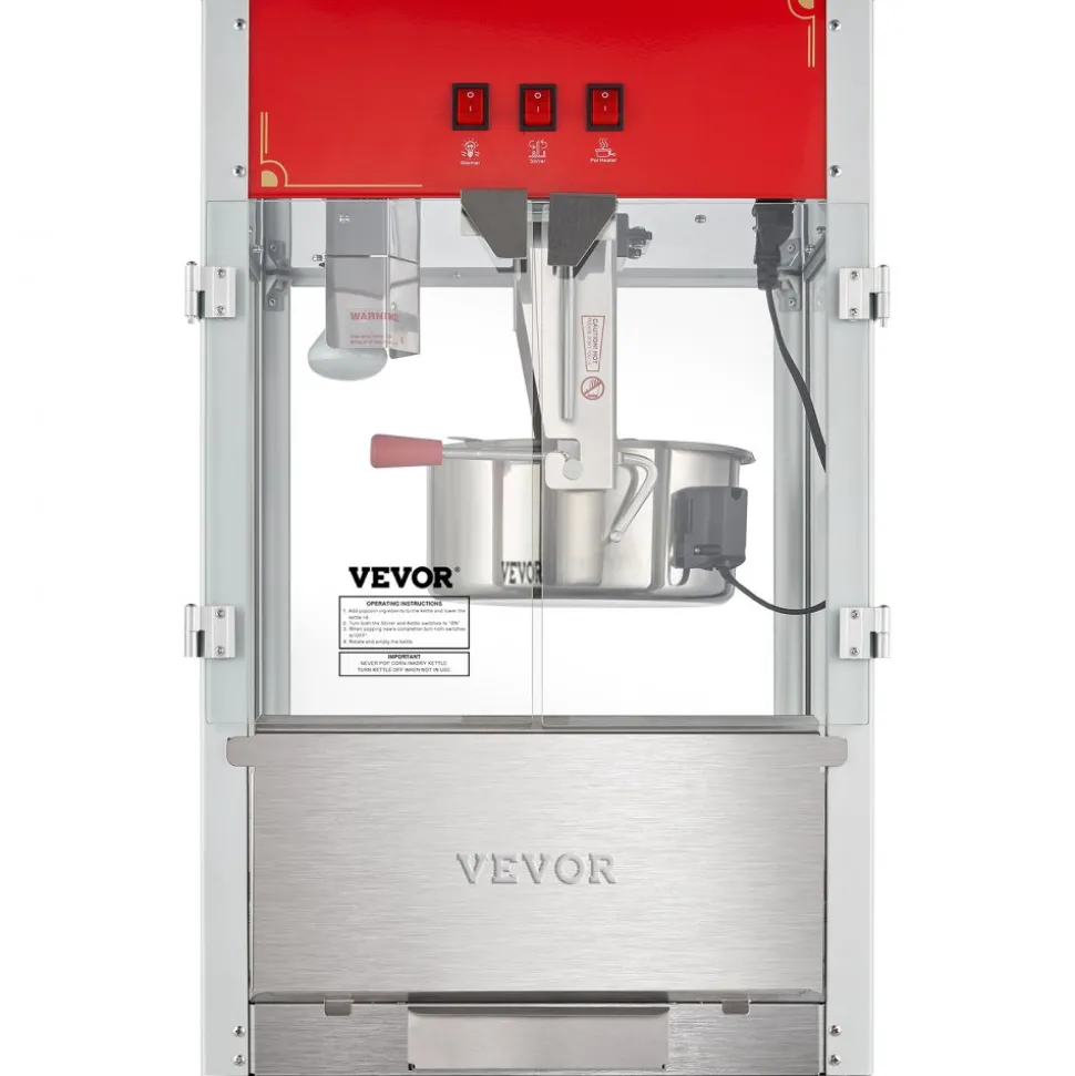 VEVOR Popcorn Maker, 850W Popcorn Popper Machine, 8 Oz Kettle Makes 48 Cups per Batch, Countertop Popcorn Maker with Tempered Glass, Includes 4 Scoops, Movie Theater Style, Black