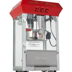 VEVOR Popcorn Maker, 850W Popcorn Popper Machine, 8 Oz Kettle Makes 48 Cups per Batch, Countertop Popcorn Maker with Tempered Glass, Includes 4 Scoops, Movie Theater Style, Red