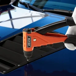 VEVOR Pop Rivet Gun Kit, with 200 Blind Rivets, Heavy Duty Single Hand Riveter with 4 Interchangeable Nosepieces, 4 Drill Bits, and a Carrying Case, Manual Riveting Tool for Metal, Automotive, Home