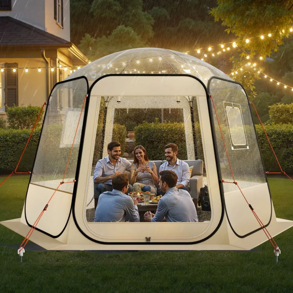 VEVOR Pop up Bubble Tent, 10 x 9.2 ft Waterproof & UV-Resistant, Clear Camping Tent Shelter, Outdoor Garden Dome Igloo Tents with Windows, 540° Panoramic View, for 4-8 Persons Patio Backyard