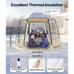VEVOR Pop up Bubble Tent, 10 x 9.2 ft Waterproof & UV-Resistant, Clear Camping Tent Shelter, Outdoor Garden Dome Igloo Tents with Windows, 540° Panoramic View, for 4-8 Persons Patio Backyard