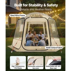VEVOR Pop up Bubble Tent, 10 x 9.2 ft Waterproof & UV-Resistant, Clear Camping Tent Shelter, Outdoor Garden Dome Igloo Tents with Windows, 540° Panoramic View, for 4-8 Persons Patio Backyard