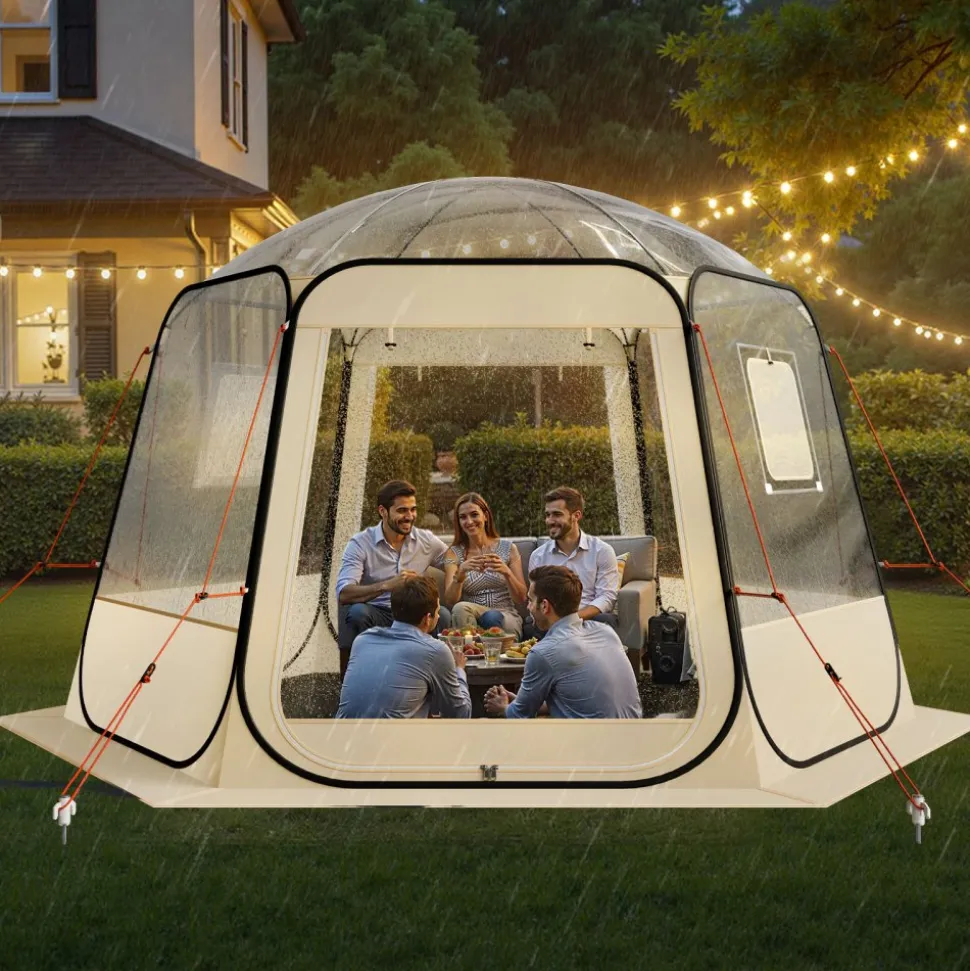 VEVOR Pop up Bubble Tent, 11 x 10.2 ft Waterproof & UV-Resistant, Clear Camping Tent Shelter, Outdoor Garden Dome Igloo Tents with Windows, 540° Panoramic View, for 8-10 Persons Patio Backyard