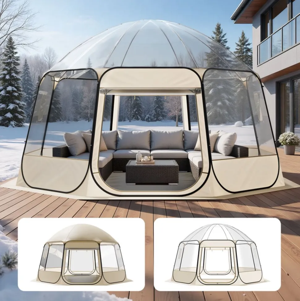VEVOR Pop up Bubble Tent, 15 x 13.8 ft Waterproof & UV-Resistant, Clear Camping Tent Shelter, Outdoor Garden Dome Igloo Tents with Windows, 540° Panoramic View, for 12-15 Persons Patio Backyard