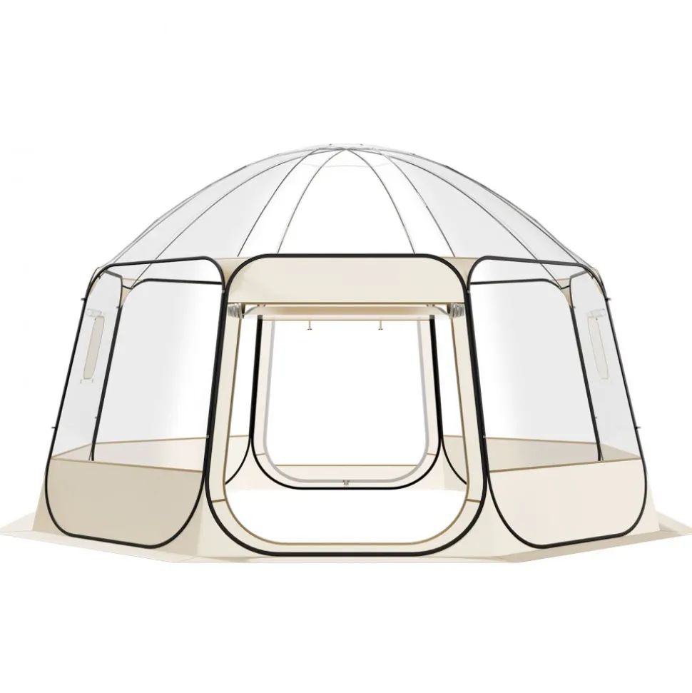 VEVOR Pop up Bubble Tent, 15 x 13.8 ft Waterproof & UV-Resistant, Clear Camping Tent Shelter, Outdoor Garden Dome Igloo Tents with Windows, 540° Panoramic View, for 12-15 Persons Patio Backyard